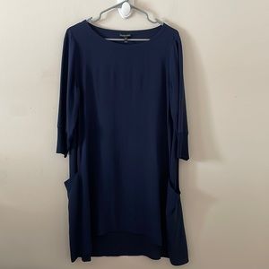 Eileen Fisher Navy 100% Silk Dress- Size XS